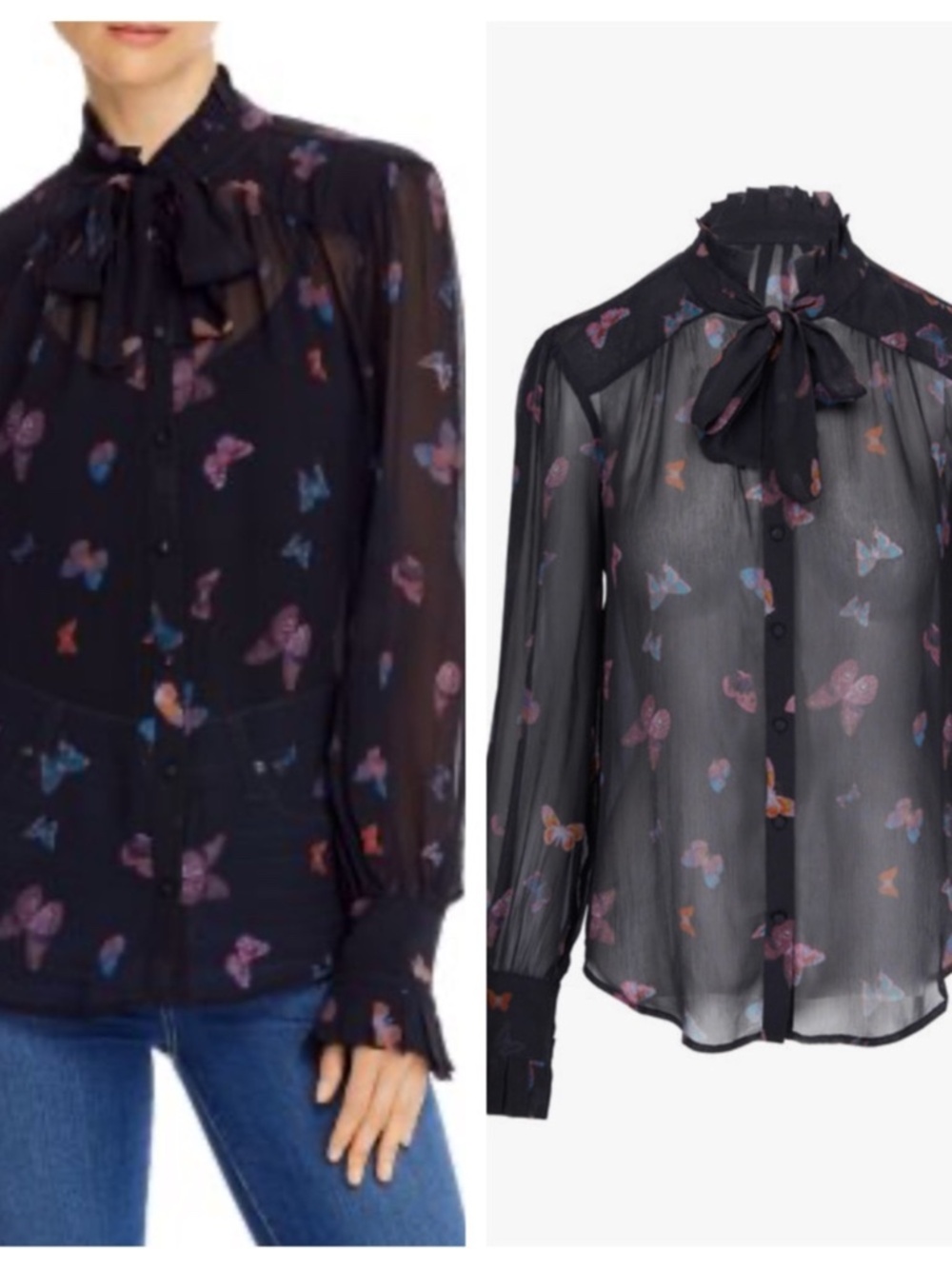 PAIGE Leonetta Black Silk Butterfly